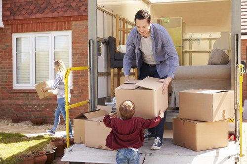 House removal team planning a move in Hanworth residential street