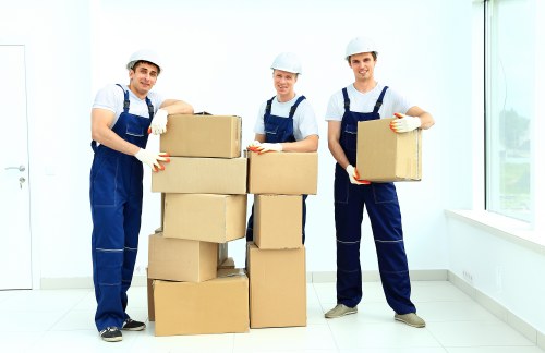 Office furniture and equipment arranged during a Hanworth relocation