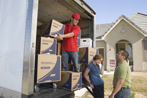 Commercial moving truck supporting a business relocation in Hanworth