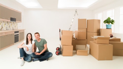 Securely arranged moving items inside a van during transport