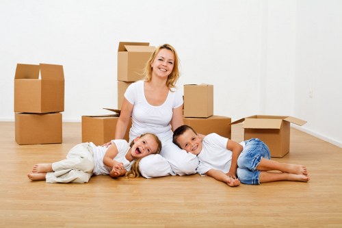 Local removal team handling household items during a Hanworth move